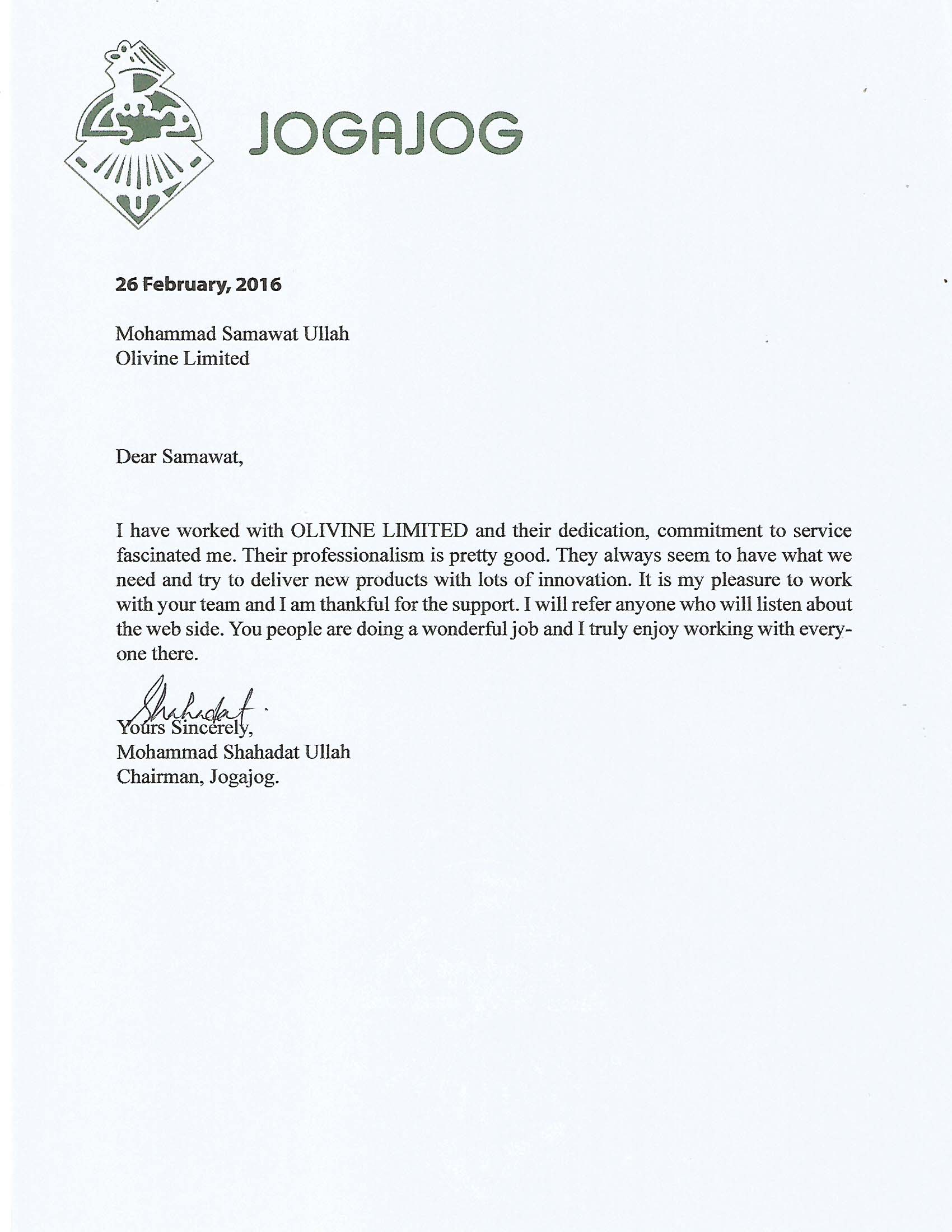 Client testimonial